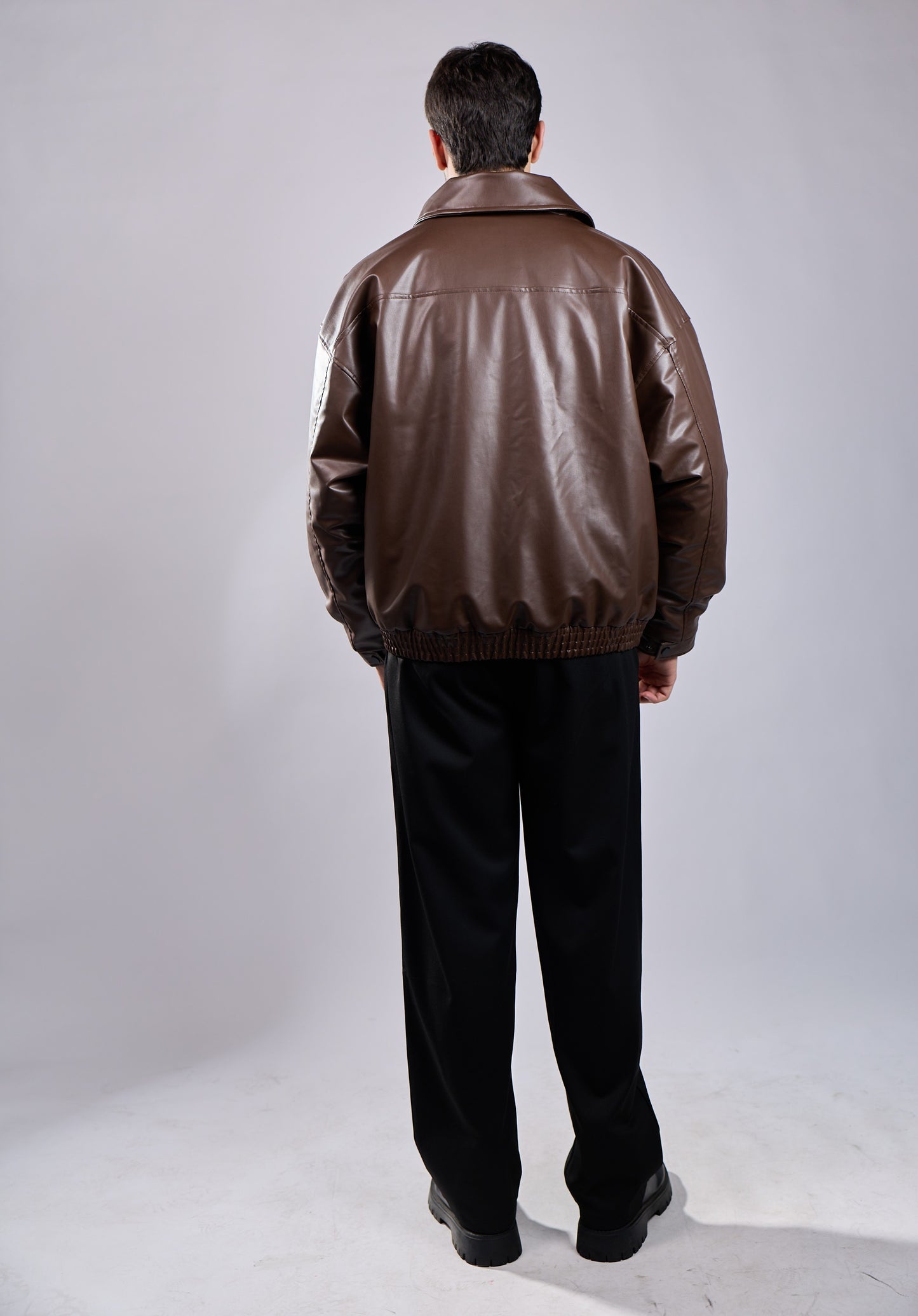 Brown Faux Leather Jacket