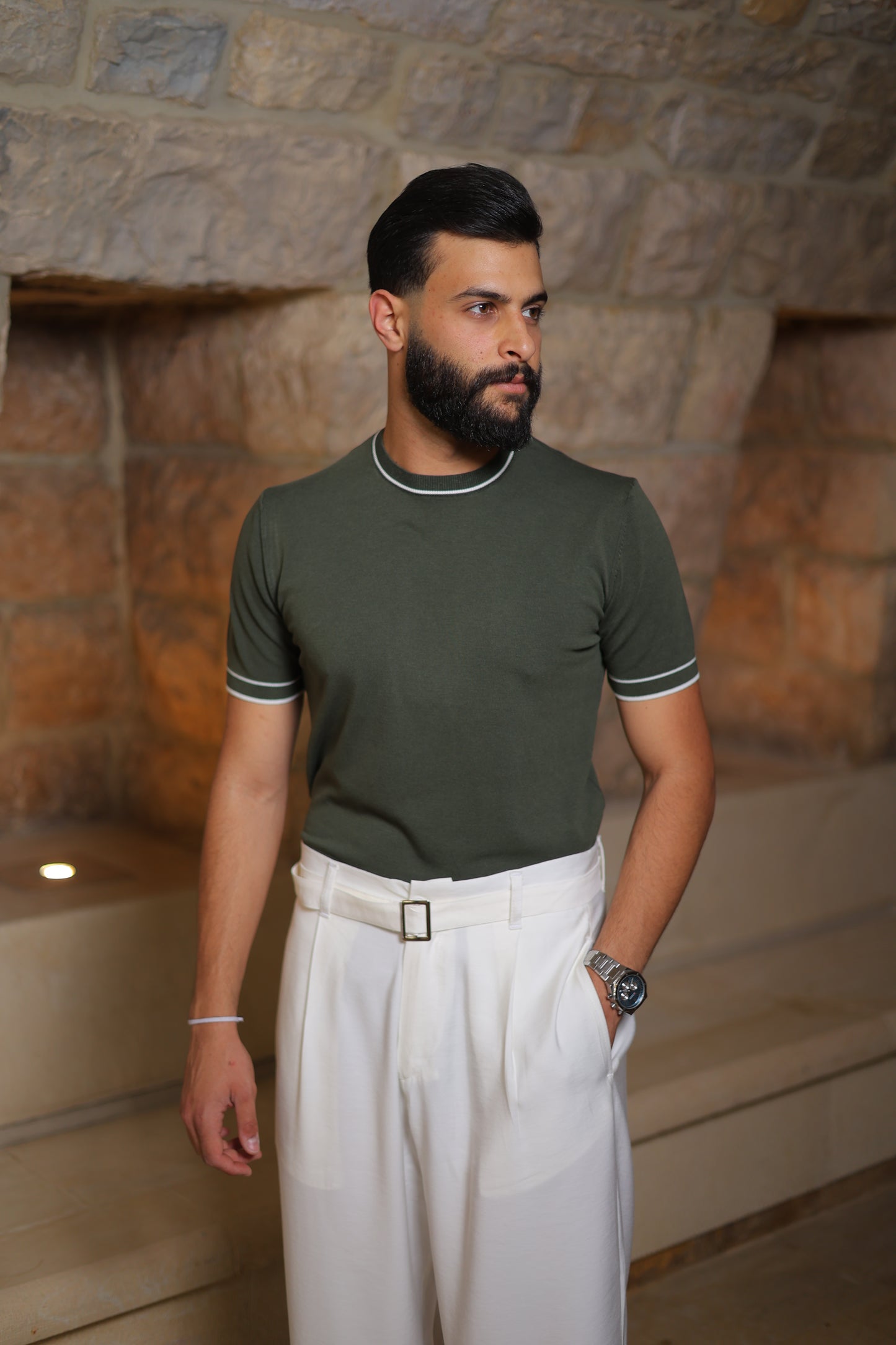 Ringer Trim Knit T-Shirt