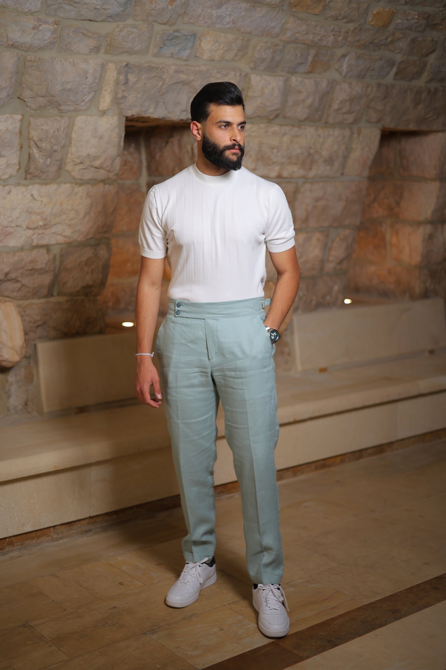 Straight Leg Linen Trouser