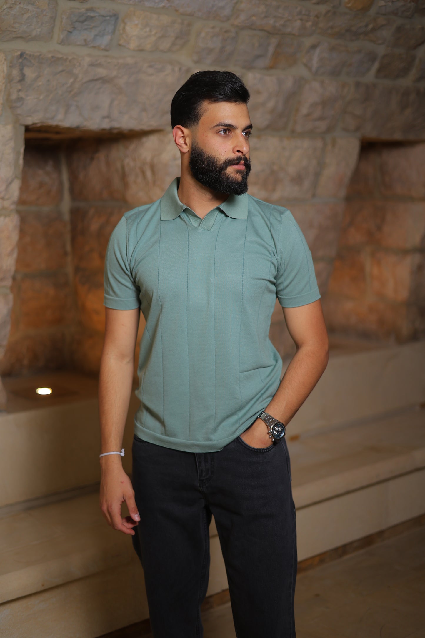 Modern Ribbed Polo Shirt - Regular Fit