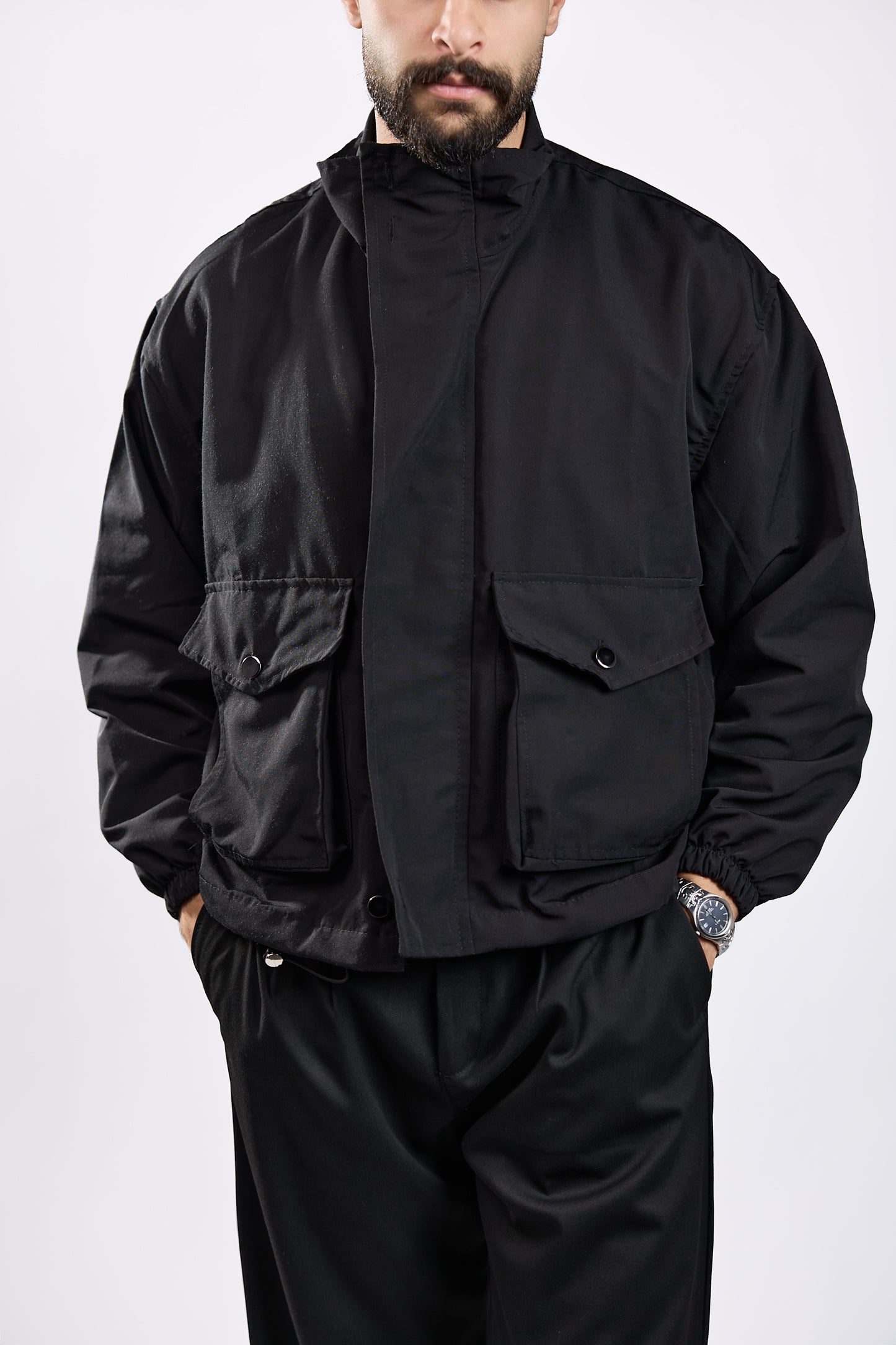 Black Utility Pocket Jacket