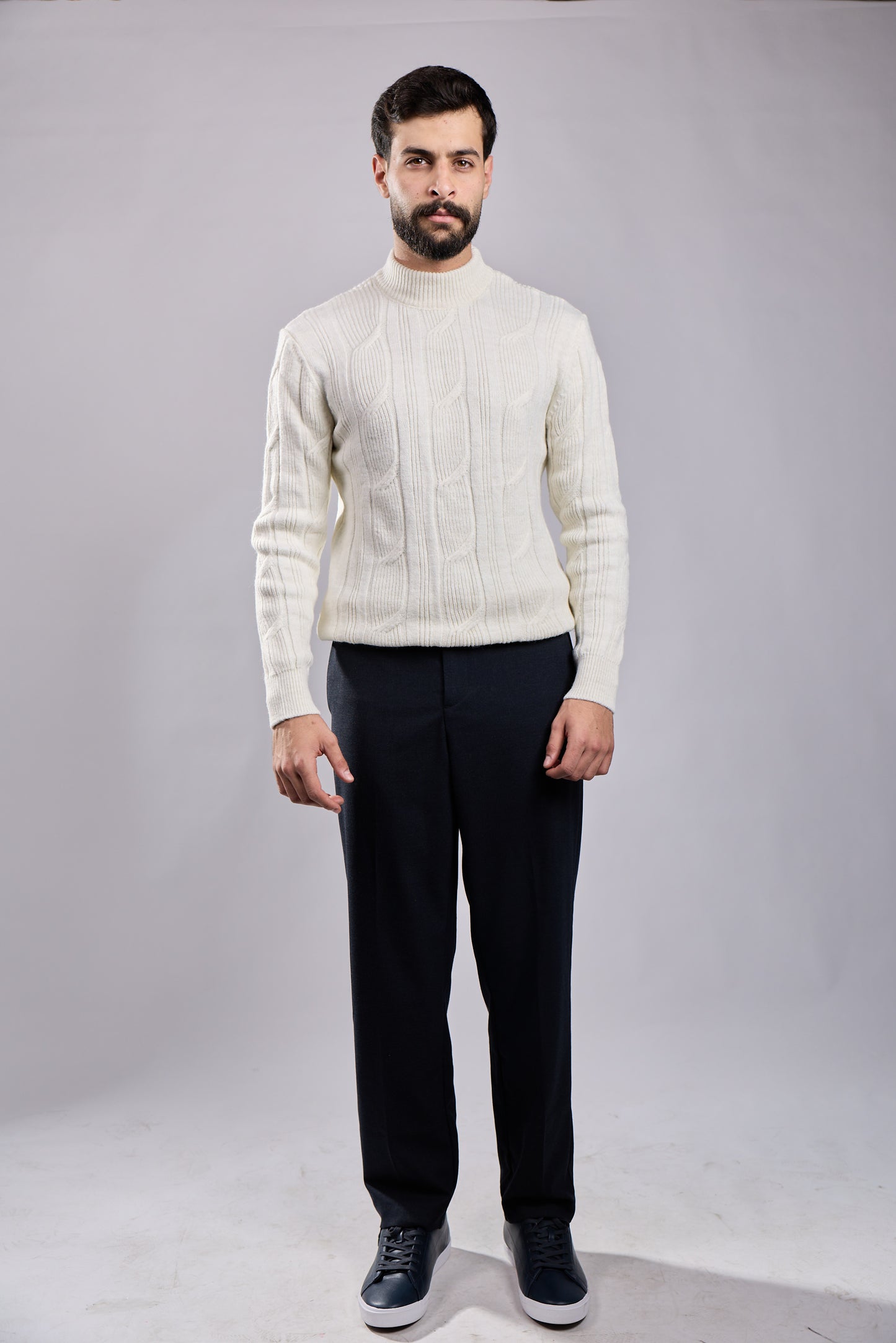 Cable Knit Mock Neck Sweater