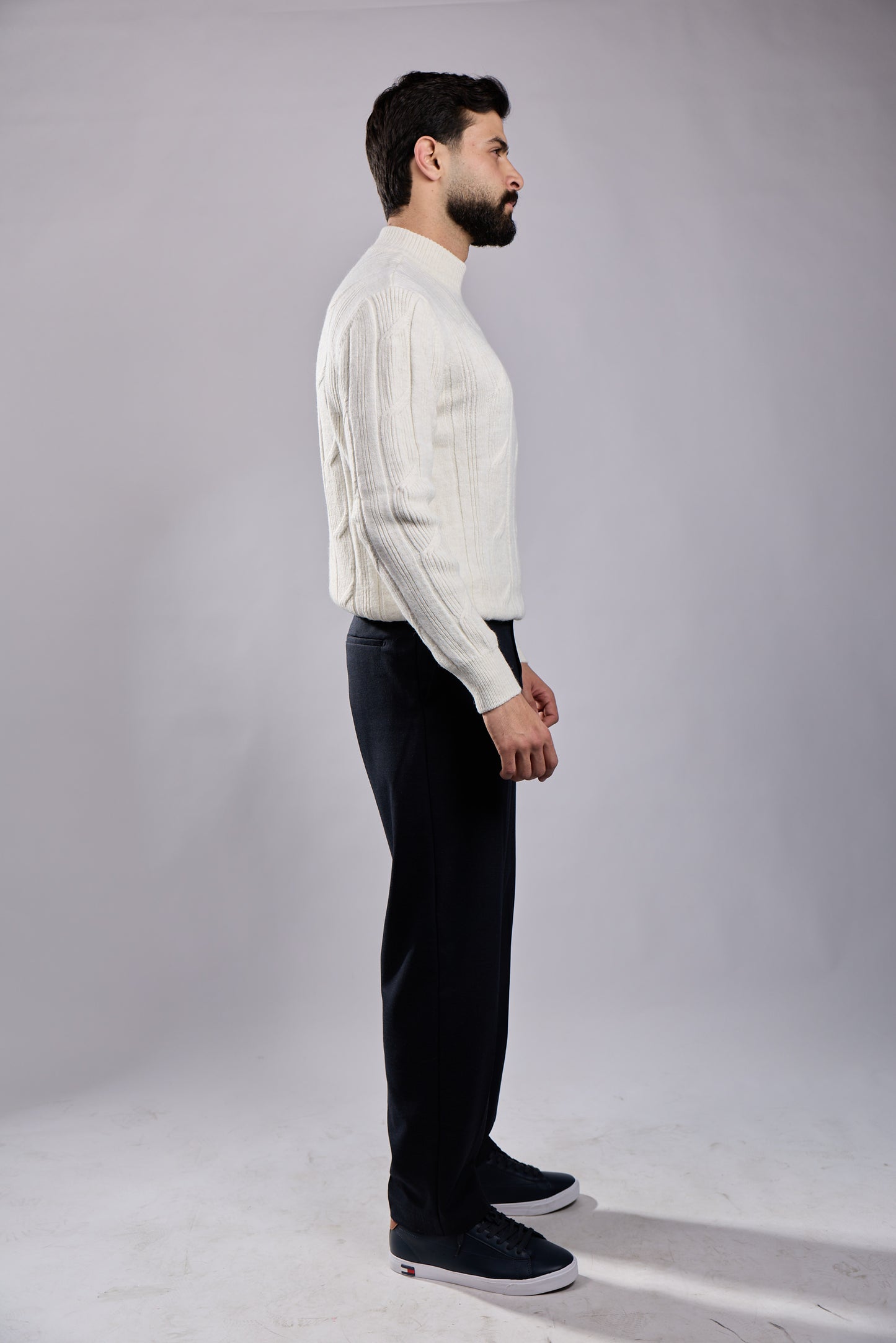 Cable Knit Mock Neck Sweater