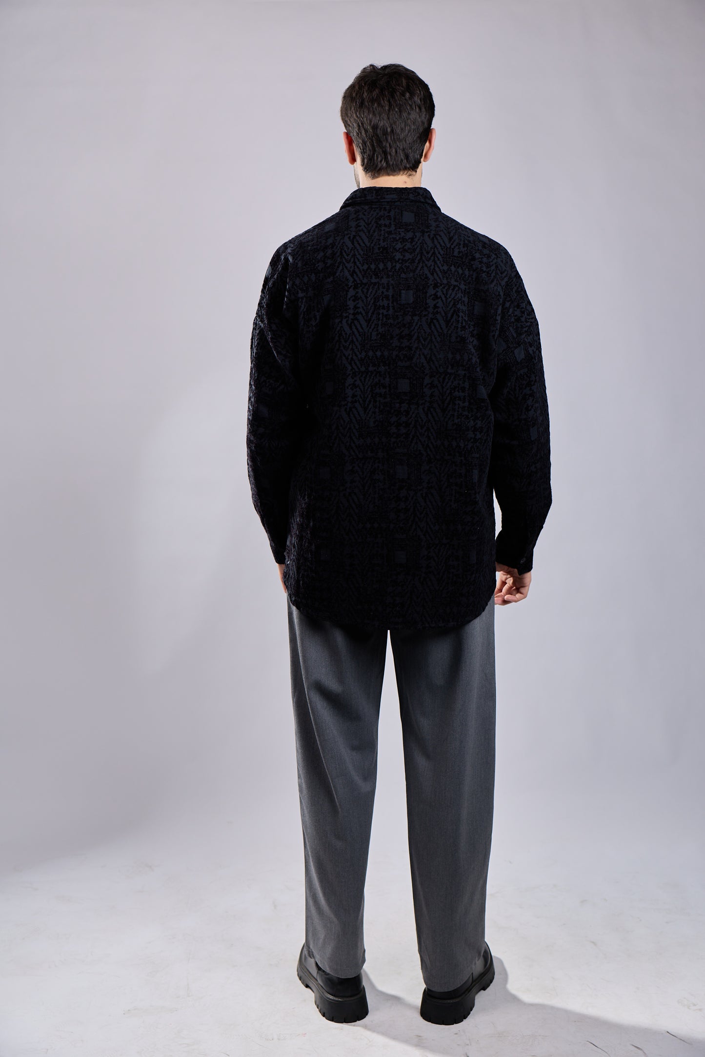 Jacquard Pattern Button-Down Shirt