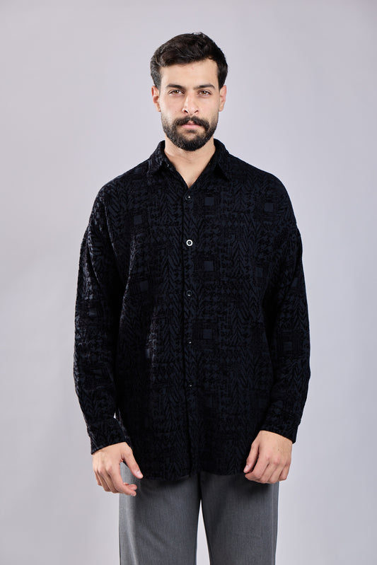 Jacquard Pattern Button-Down Shirt