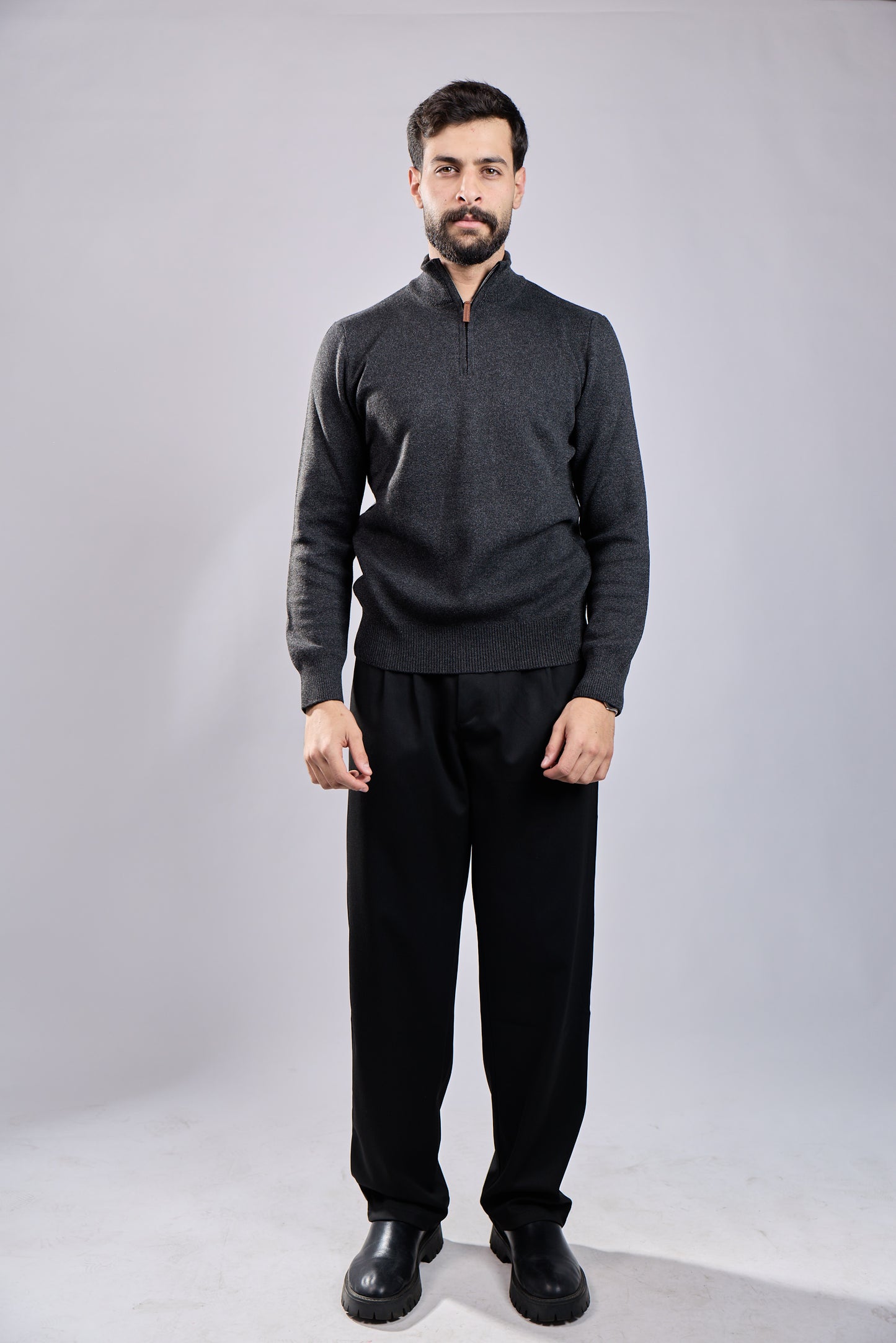 Fine-Knit Quarter-Zip Sweater