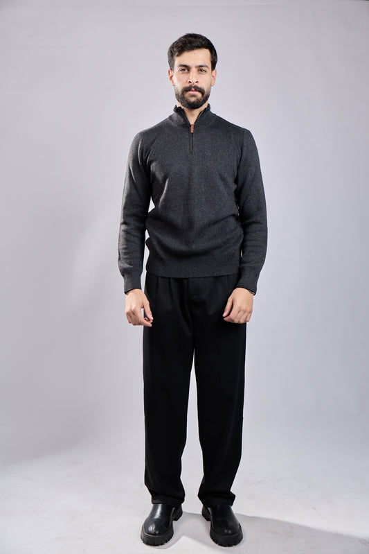 Fine-Knit Quarter-Zip Sweater