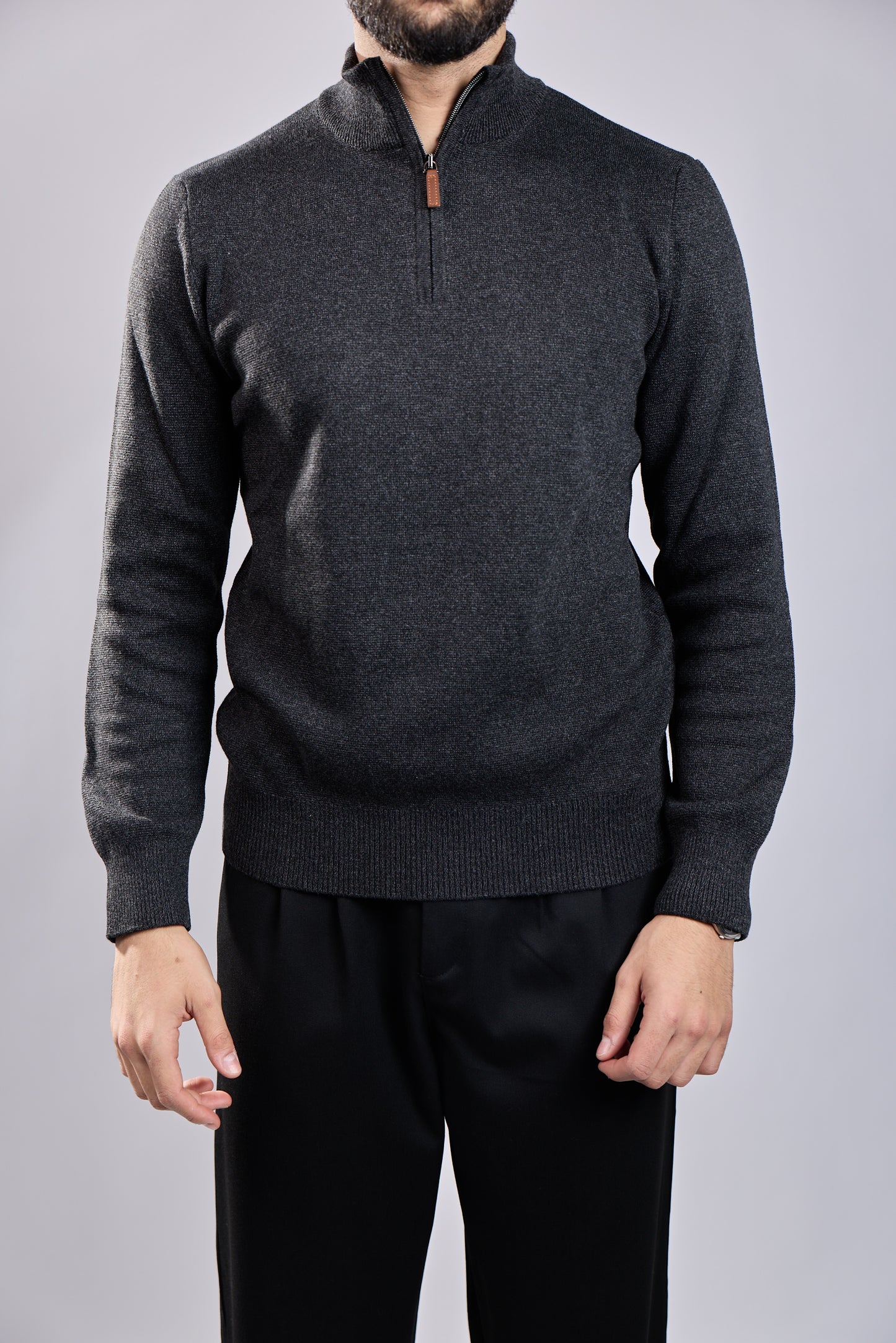Fine-Knit Quarter-Zip Sweater