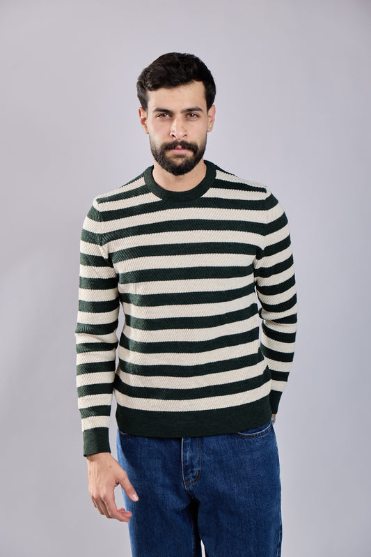 Striped Crewneck Knit Sweater