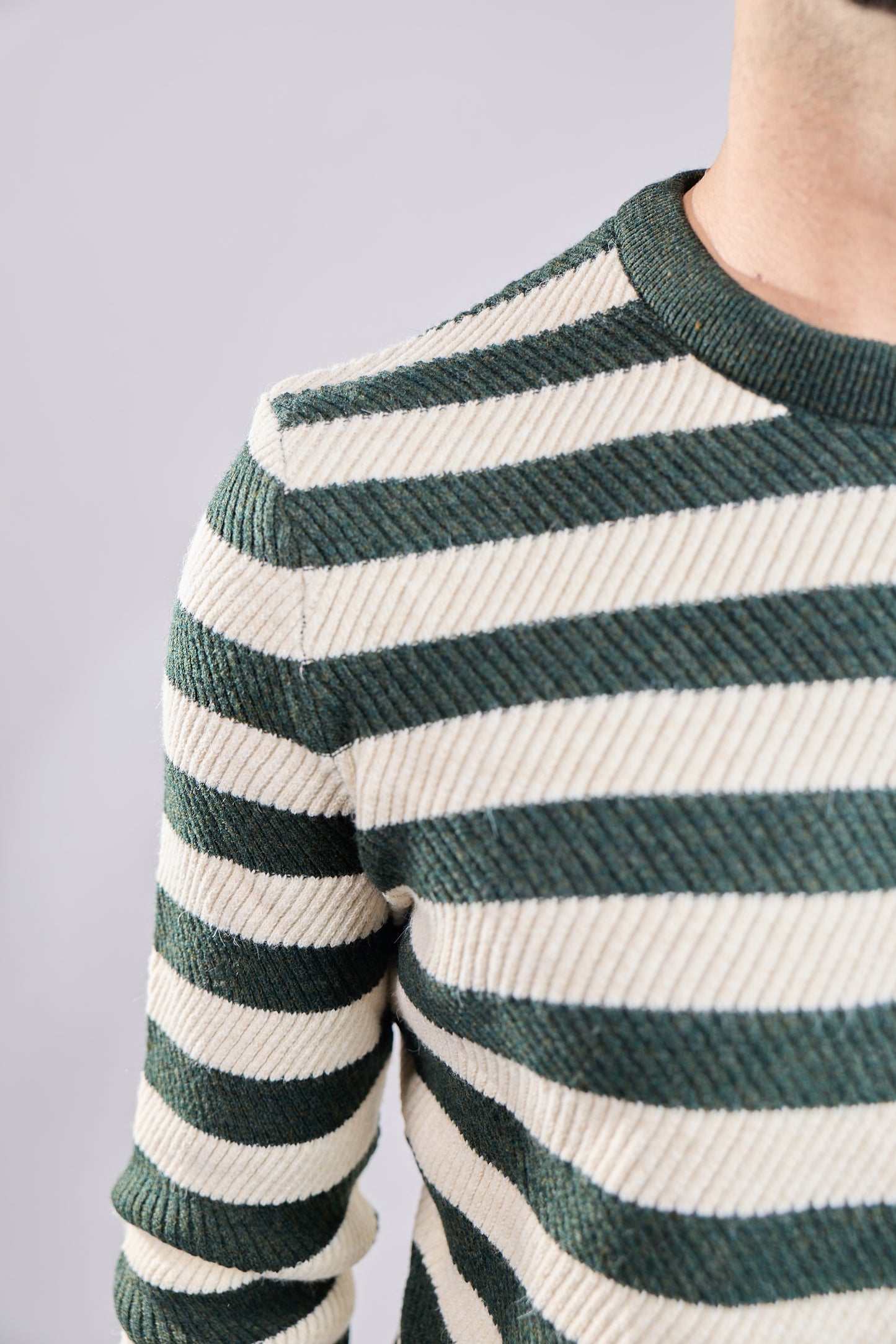 Striped Crewneck Knit Sweater