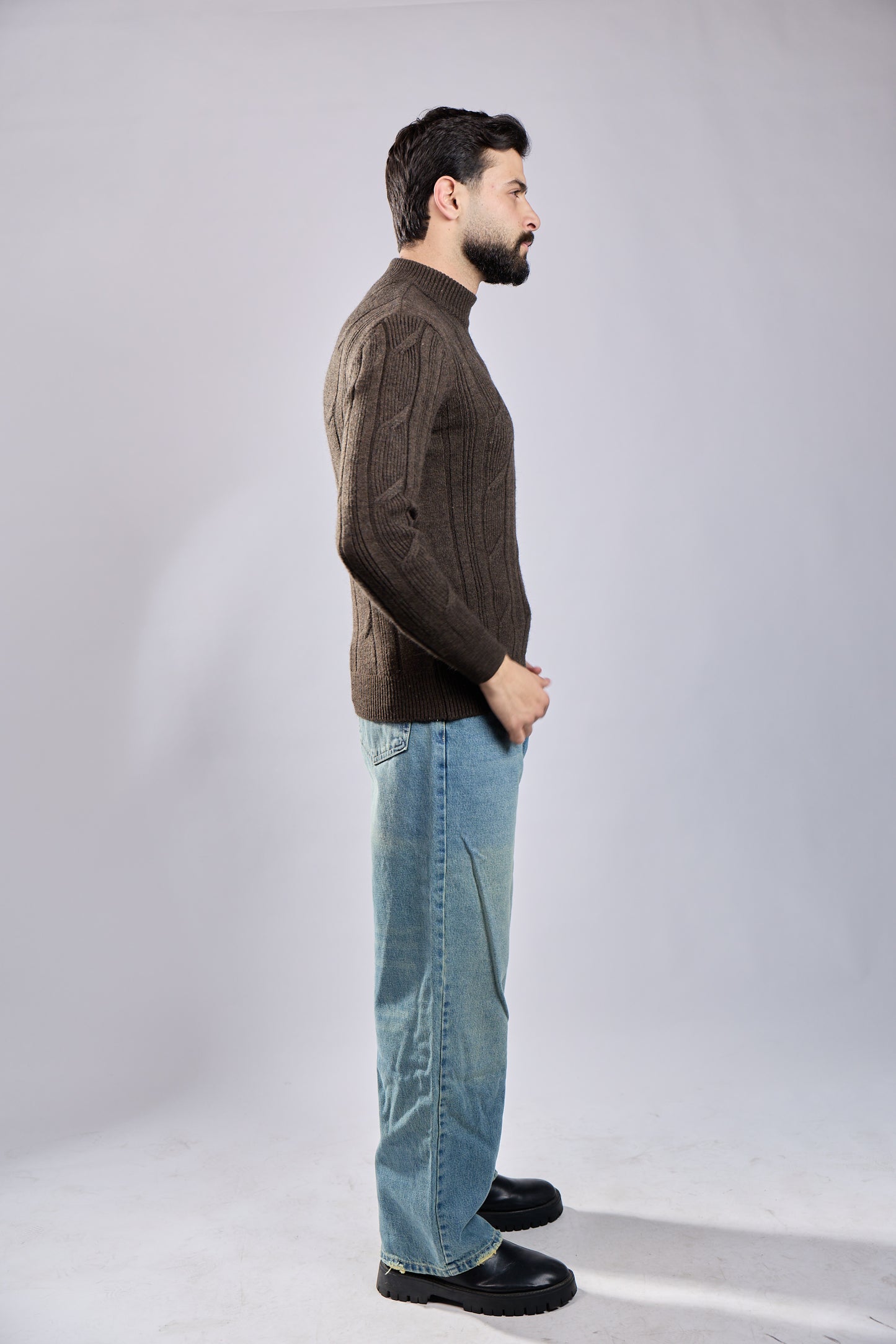 Cable Knit Mock Neck Sweater