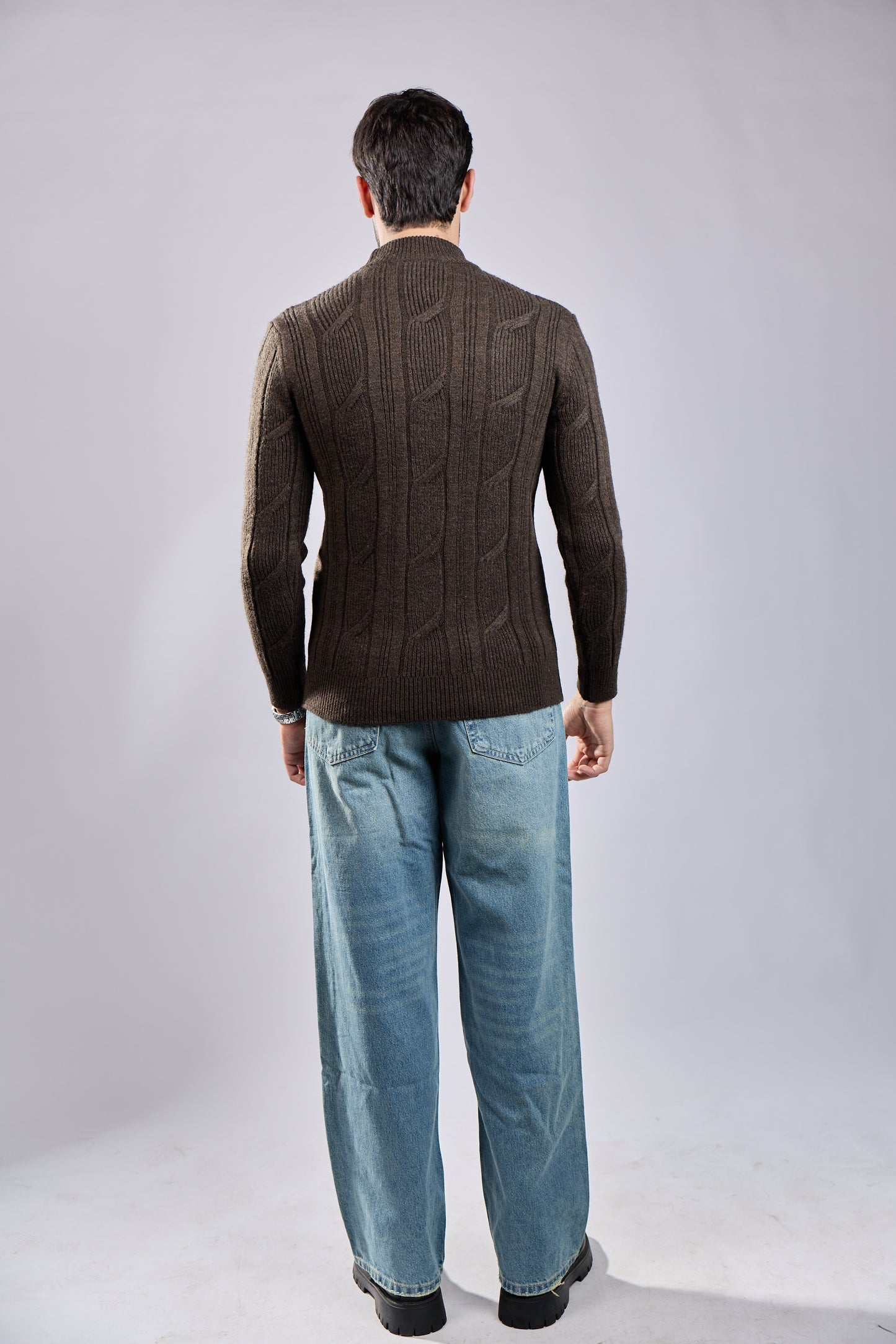 Cable Knit Mock Neck Sweater