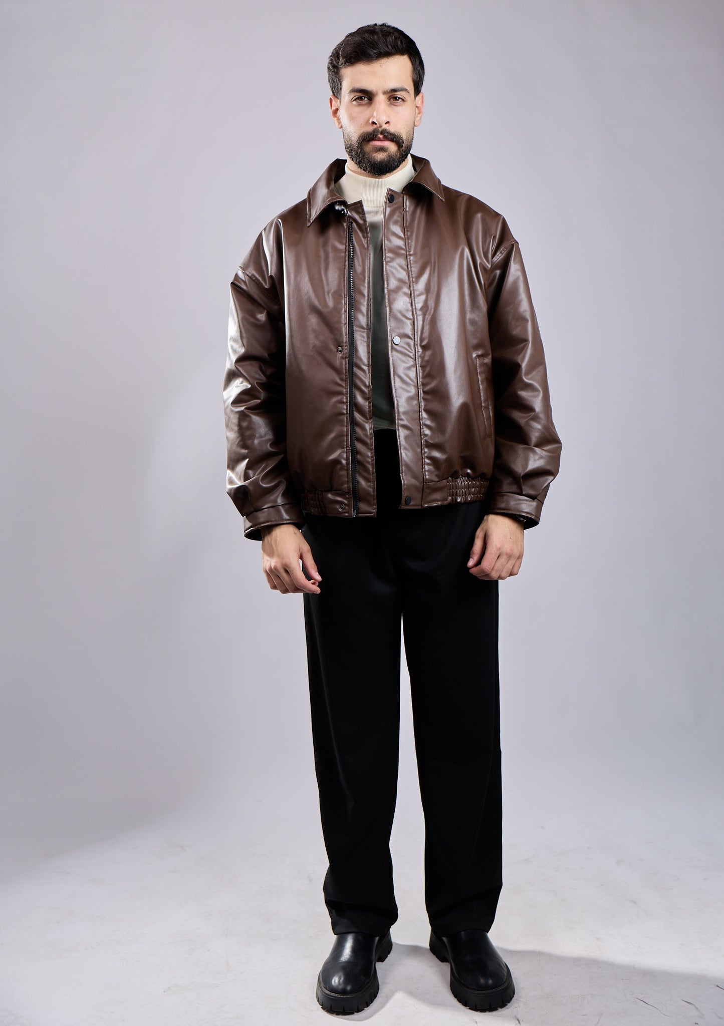 Brown Faux Leather Jacket