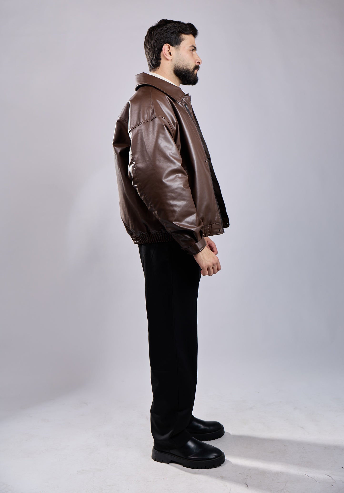 Brown Faux Leather Jacket