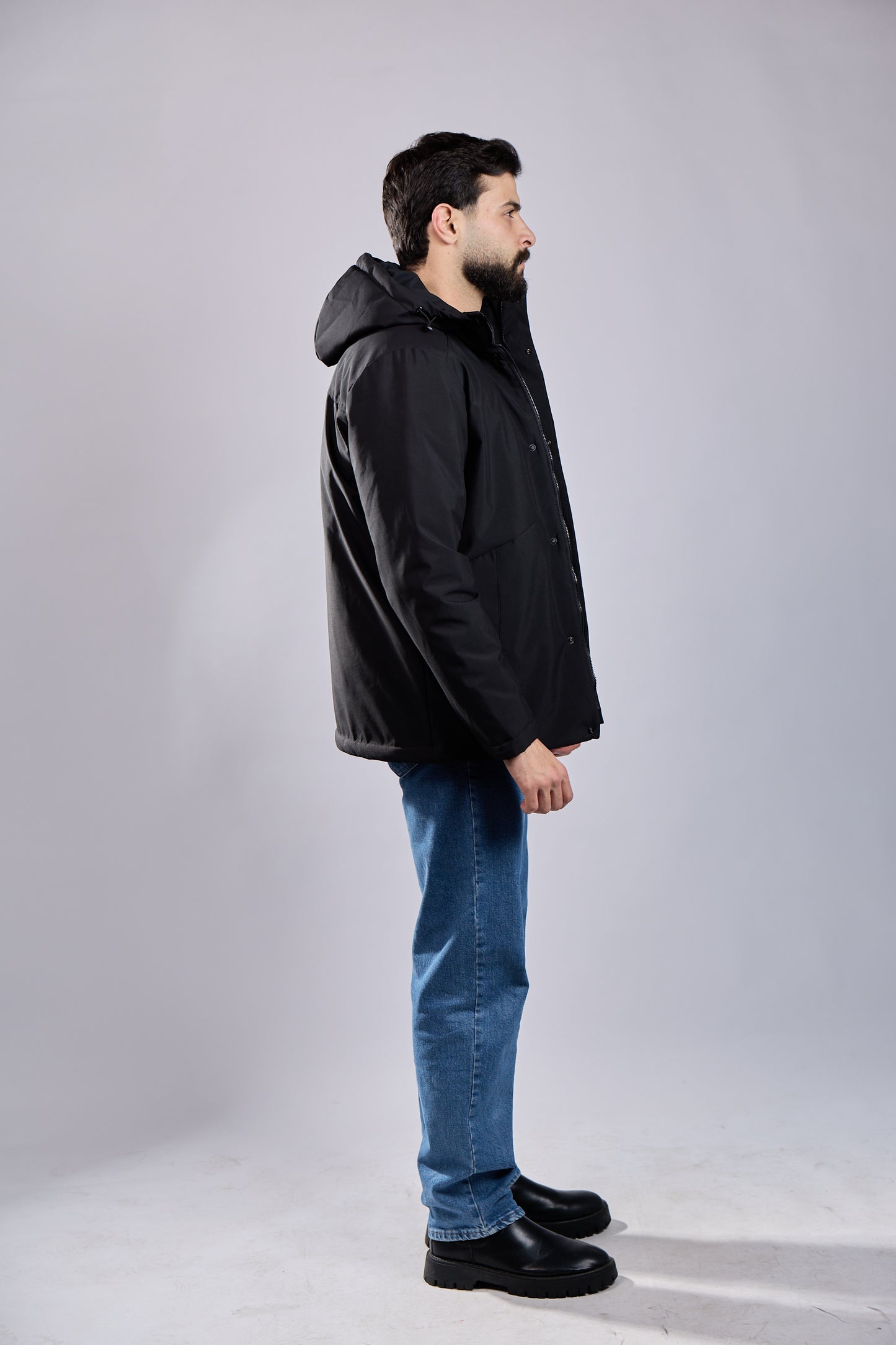 Black Waterproof Hooded Jacket