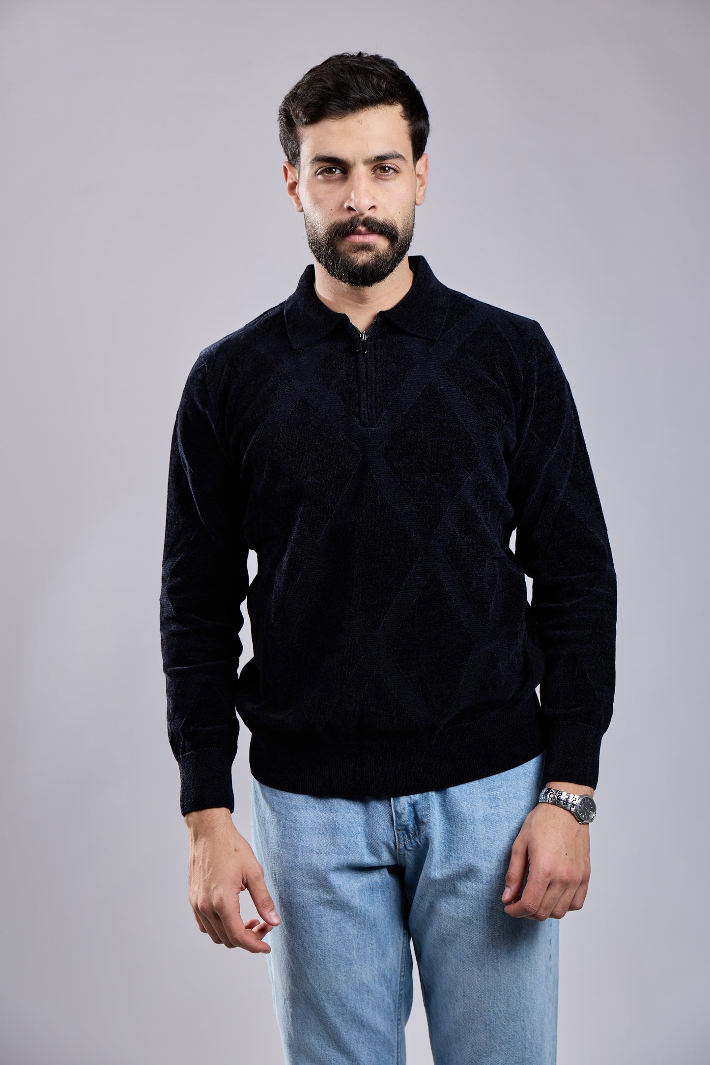 Textured Quarter-Zip Sweater