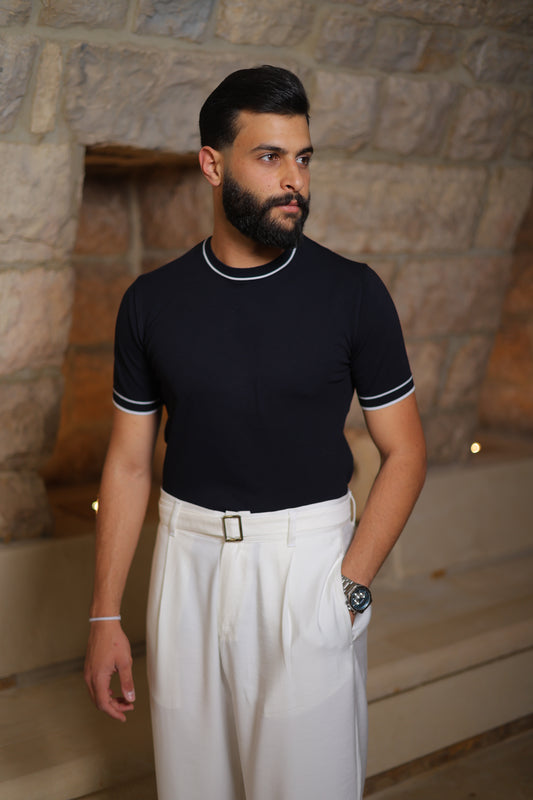 Ringer Trim Knit T-Shirt