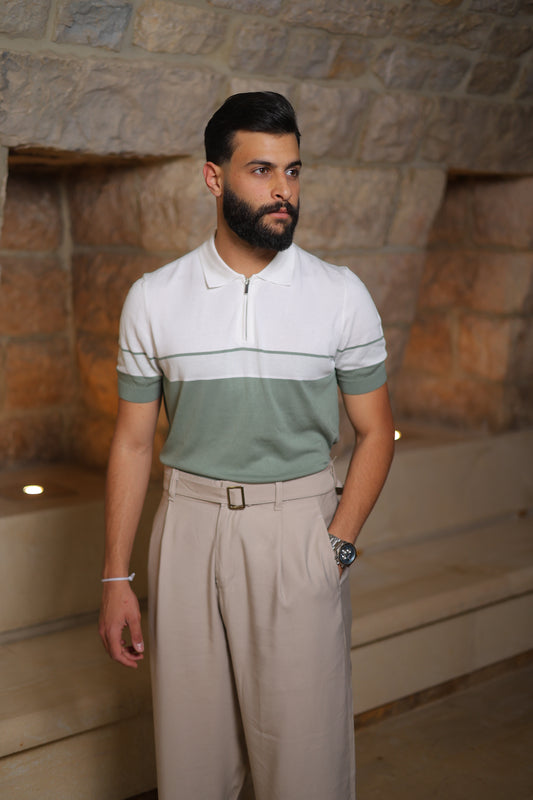 Half-zipped Ringer Polo Shirt