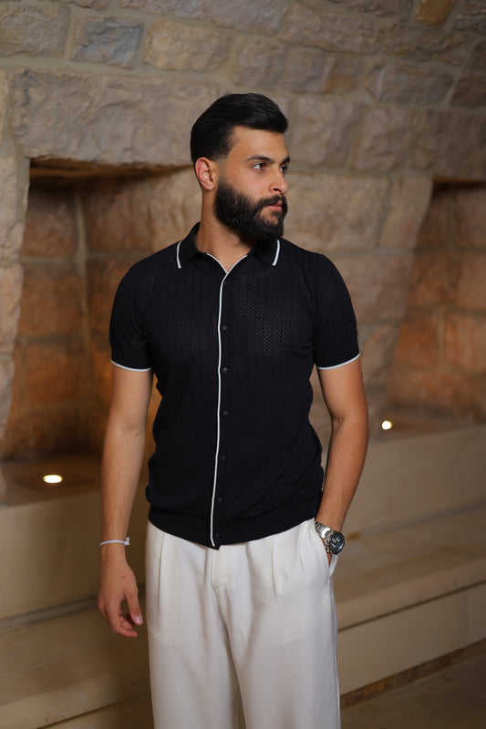 Contrast Trim Knit Polo - Slim Fit